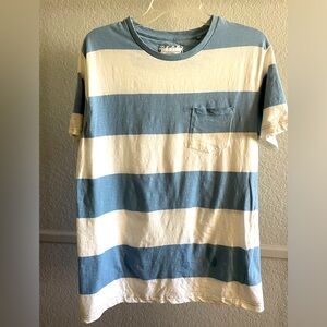 Denim & Flower Ricky Singh Men's blue stripe  Short Sleeve T-Shirt Size Lrg